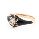 Victorian Black Enamel Diamond Ring-Charlotte Sayers Antique Jewellery