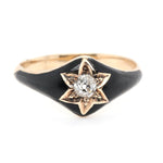 Victorian Black Enamel Diamond Ring-Charlotte Sayers Antique Jewellery