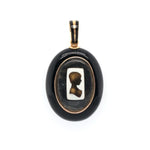 Victorian Black Enamel and Diamond Pendant-Charlotte Sayers Antique Jewellery