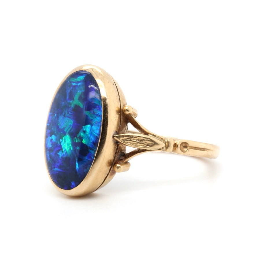 Victorian Black Opal Ring-Charlotte Sayers Antique Jewellery