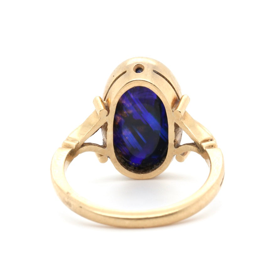 Victorian Black Opal Ring-Charlotte Sayers Antique Jewellery