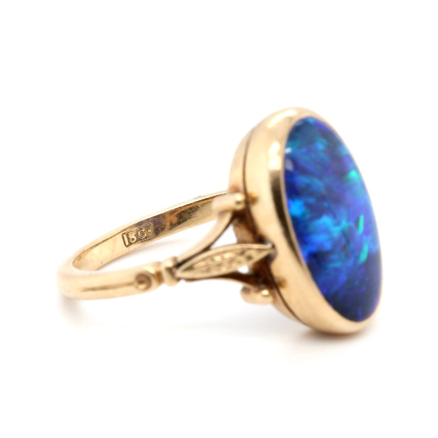 Victorian Black Opal Ring-Charlotte Sayers Antique Jewellery