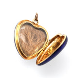 Victorian Blue Enamel Heart Locket-Charlotte Sayers Antique Jewellery