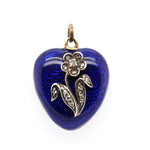 Victorian Blue Enamel Heart Locket-Charlotte Sayers Antique Jewellery