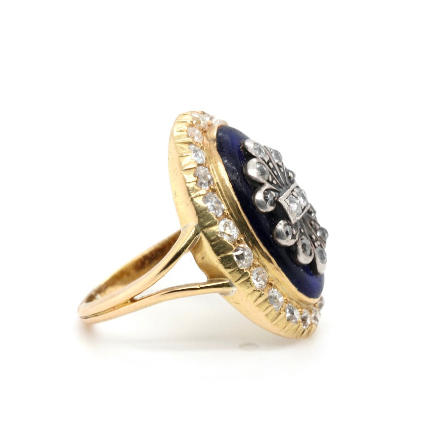 Victorian Blue Glass Diamond Ring-Charlotte Sayers Antique Jewellery