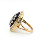 Victorian Blue Glass Diamond Ring-Charlotte Sayers Antique Jewellery