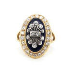 Victorian Blue Glass Diamond Ring-Charlotte Sayers Antique Jewellery