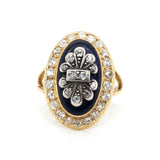 Victorian Blue Glass Diamond Ring-Charlotte Sayers Antique Jewellery