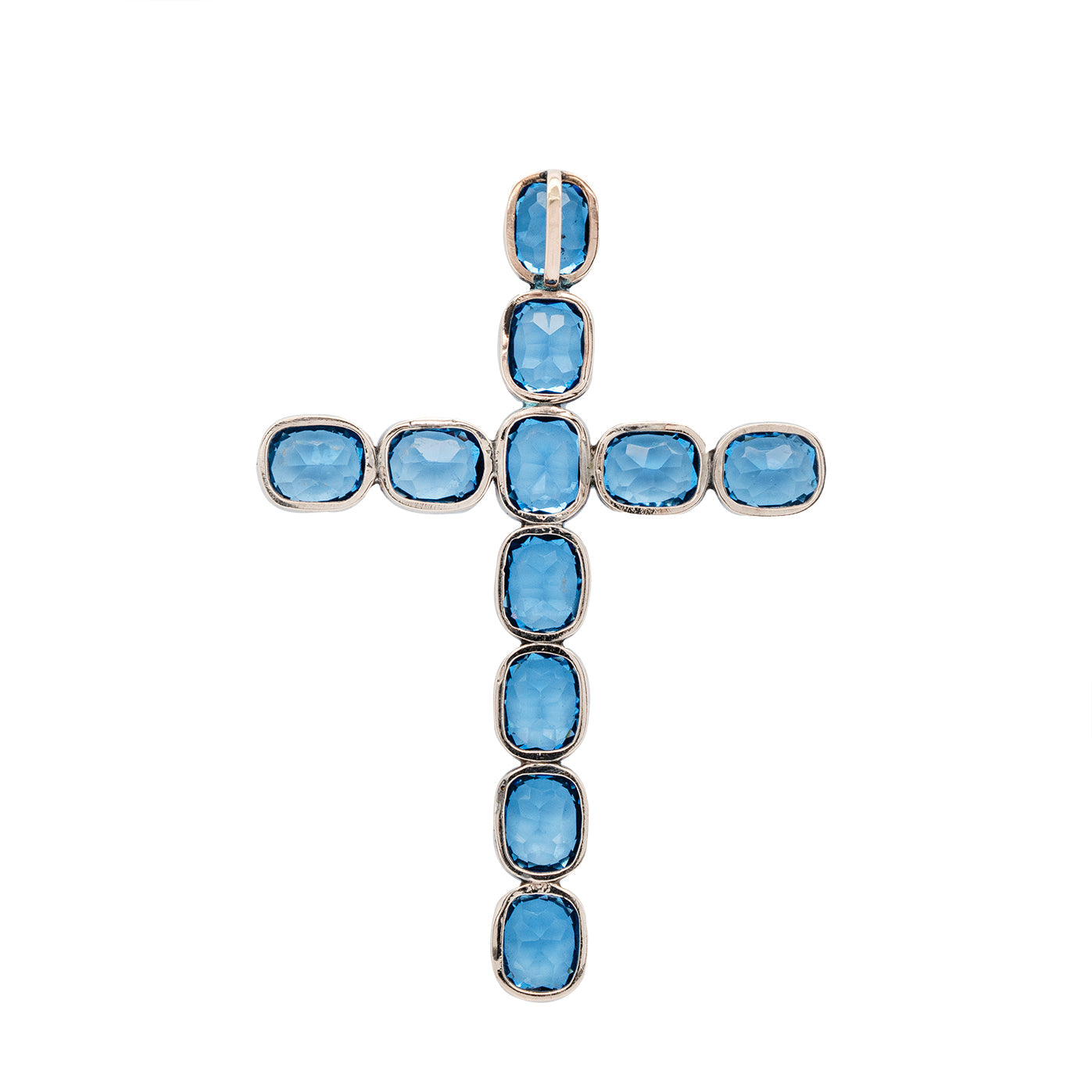 Victorian Blue Paste Cross Pendant-Charlotte Sayers Antique Jewellery