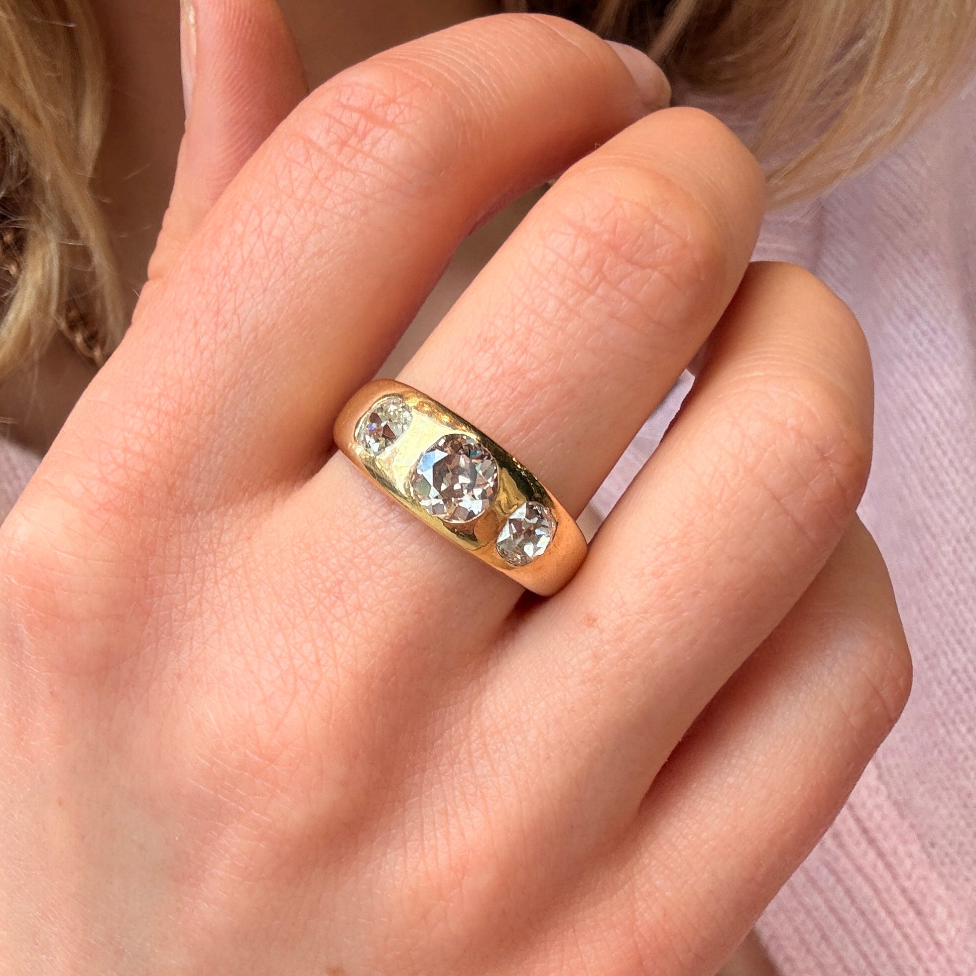 Victorian Brown Diamond Gypsy Set Ring-Charlotte Sayers Antique Jewellery