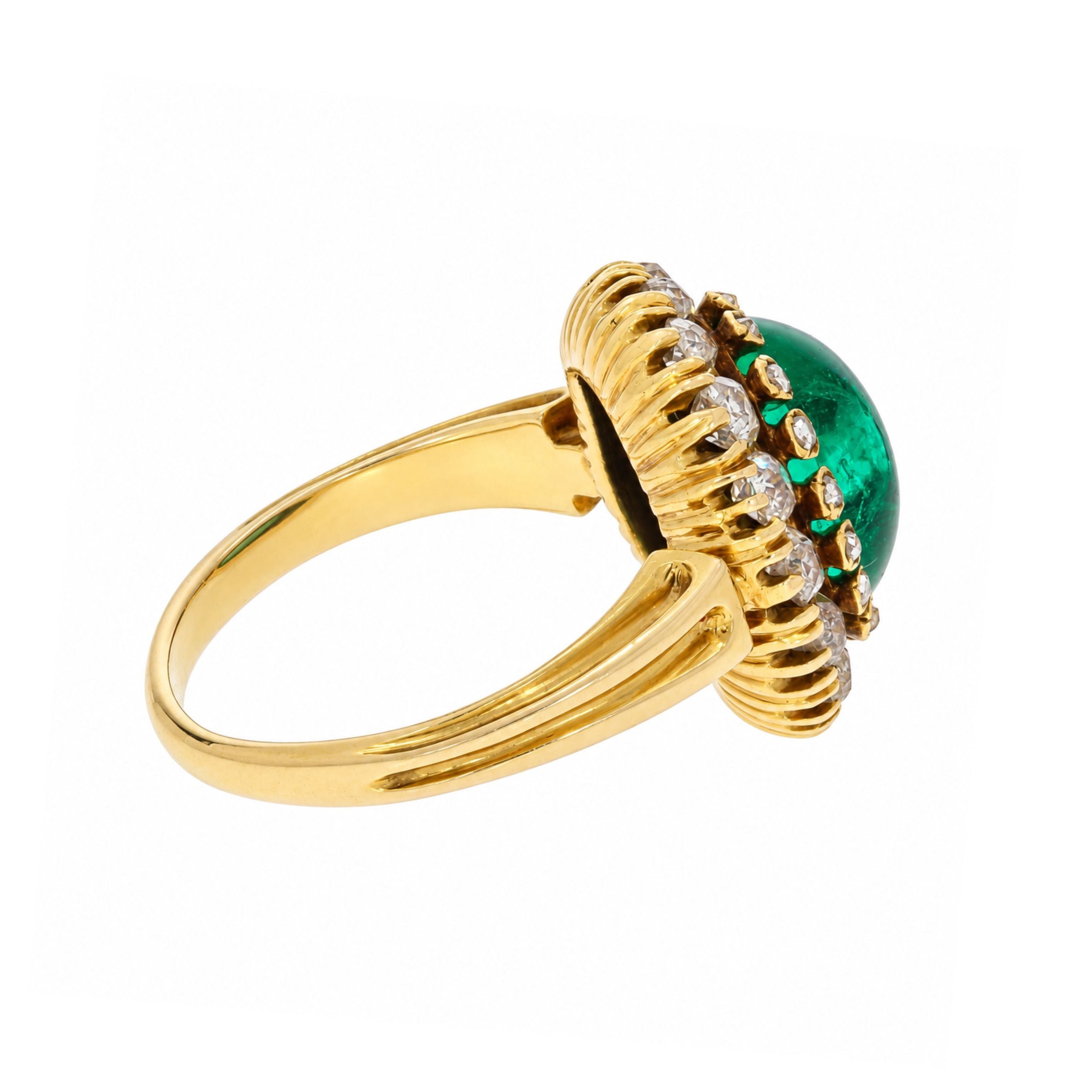 Victorian Cabochon Emerald Ring-Charlotte Sayers Antique Jewellery