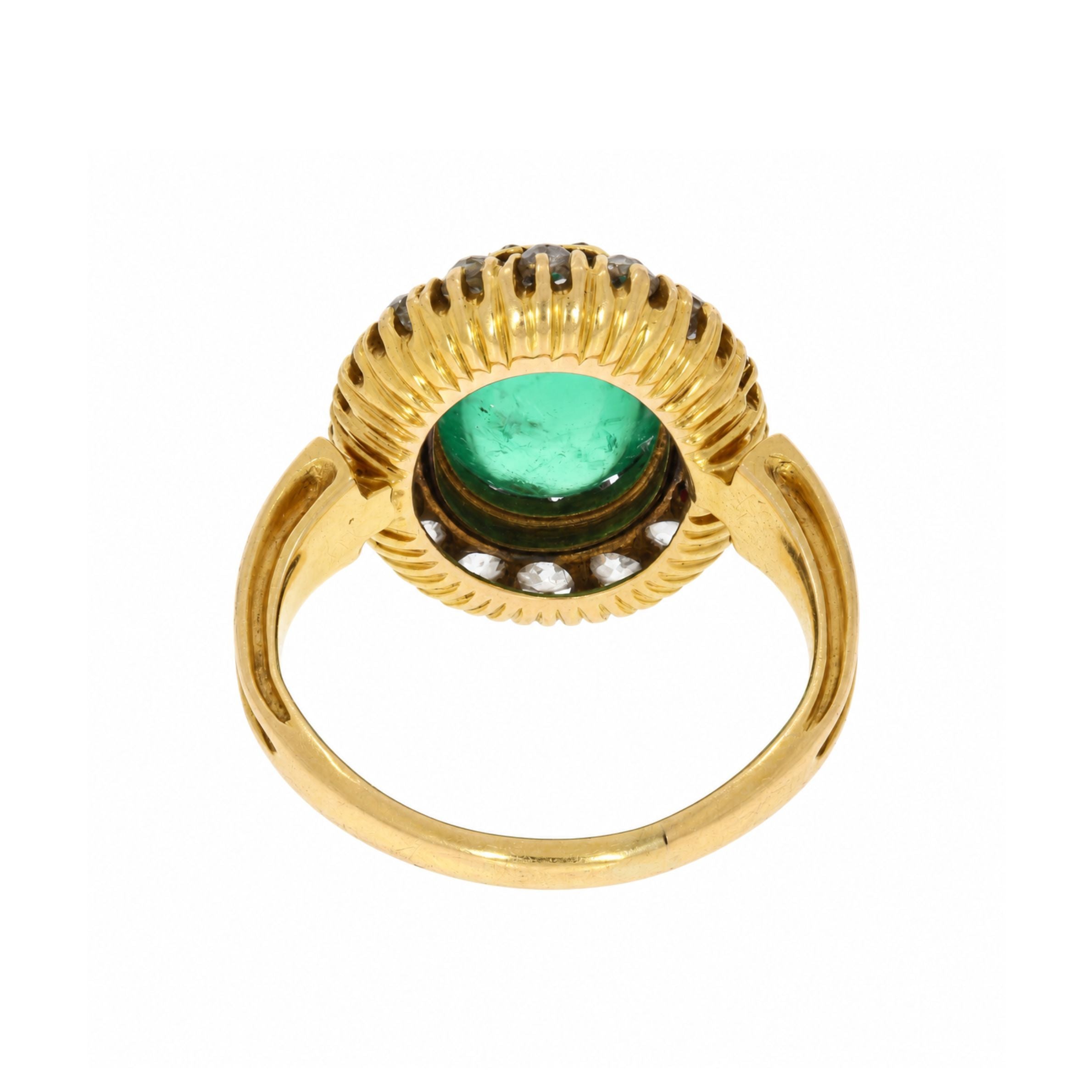Victorian Cabochon Emerald Ring-Charlotte Sayers Antique Jewellery