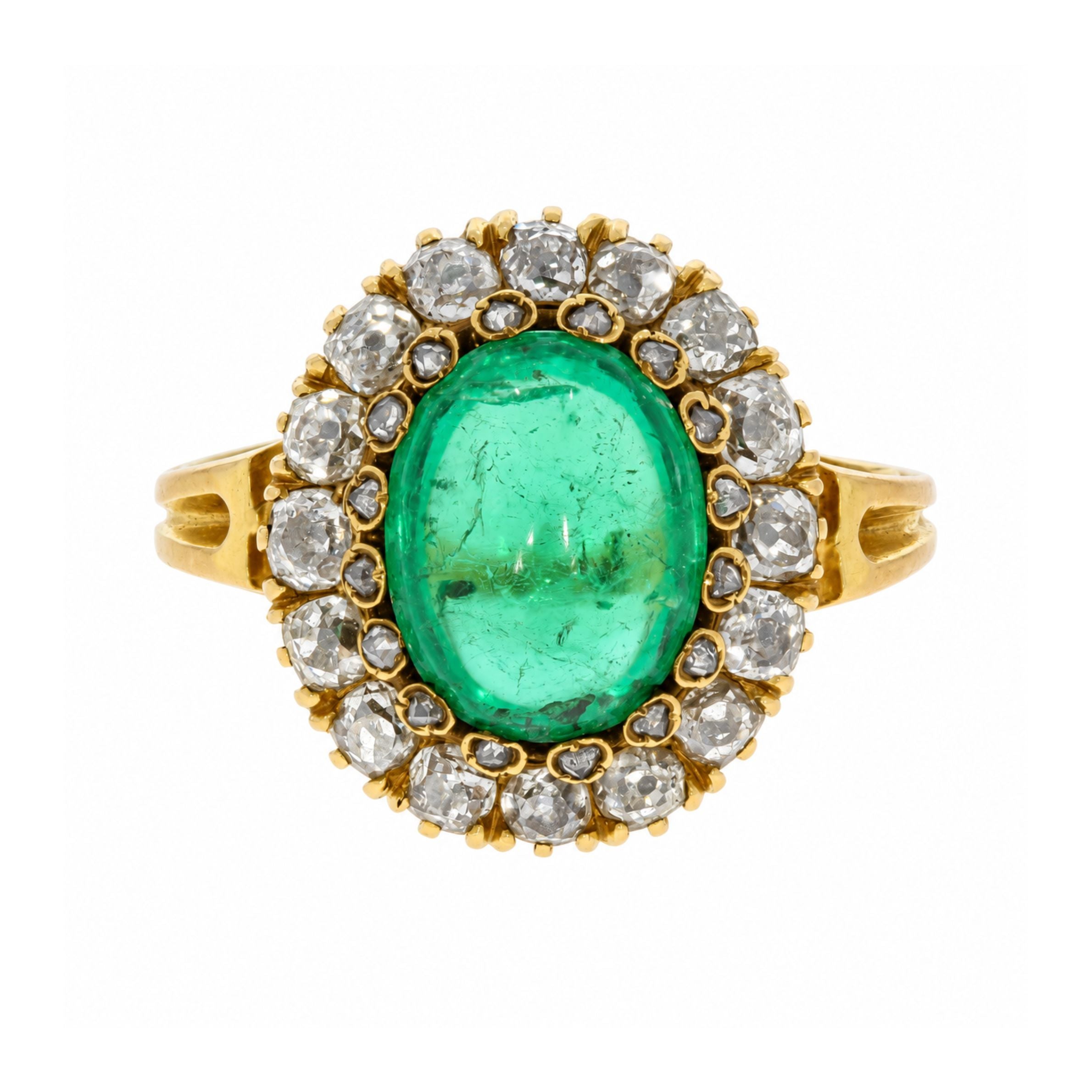 Victorian Cabochon Emerald Ring-Charlotte Sayers Antique Jewellery
