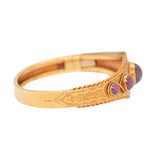 Victorian Cabochon Garnet Gold Bangle-Charlotte Sayers Antique Jewellery
