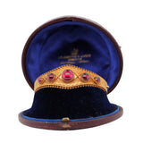 Victorian Cabochon Garnet Gold Bangle-Charlotte Sayers Antique Jewellery