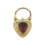 Victorian Cabochon Garnet Heart Padlock Pendant-Charlotte Sayers Antique Jewellery