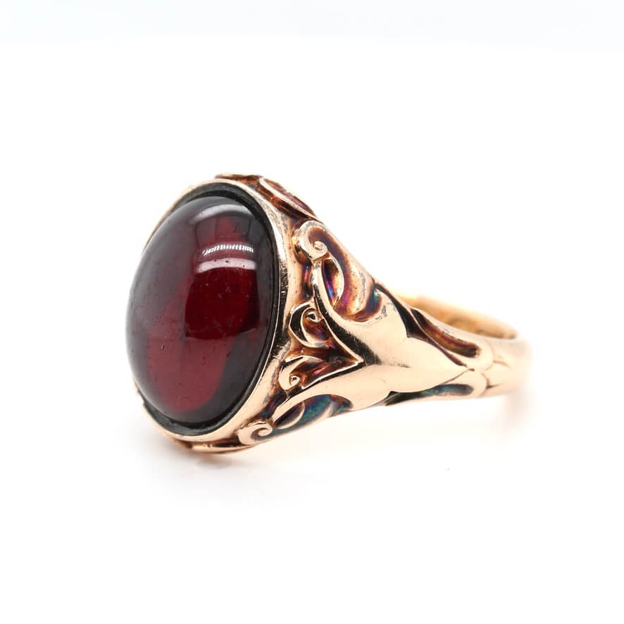 Victorian Cabochon Garnet Ring-Charlotte Sayers Antique Jewellery