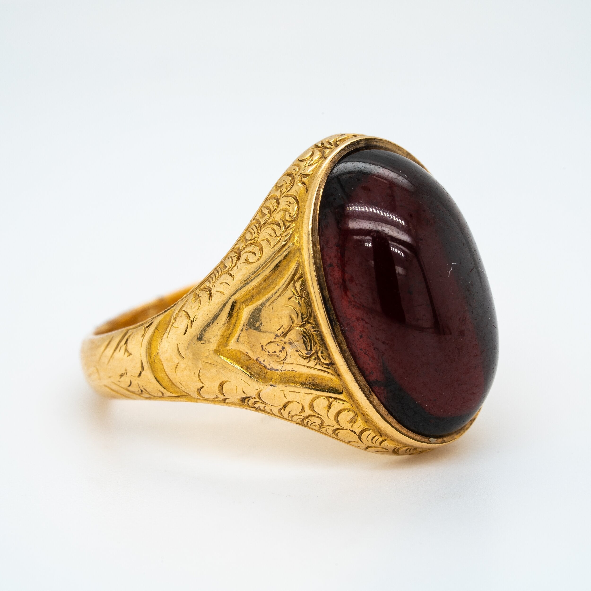 Victorian Cabochon Garnet Ring-Charlotte Sayers Antique Jewellery