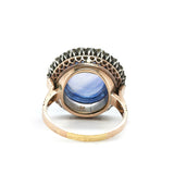 Victorian Cabochon Sapphire and Diamond Ring-Charlotte Sayers Antique Jewellery