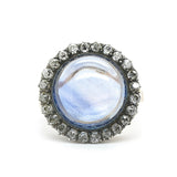 Victorian Cabochon Sapphire and Diamond Ring-Charlotte Sayers Antique Jewellery