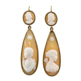 Victorian Cameo Drop Earrings-Charlotte Sayers Antique Jewellery