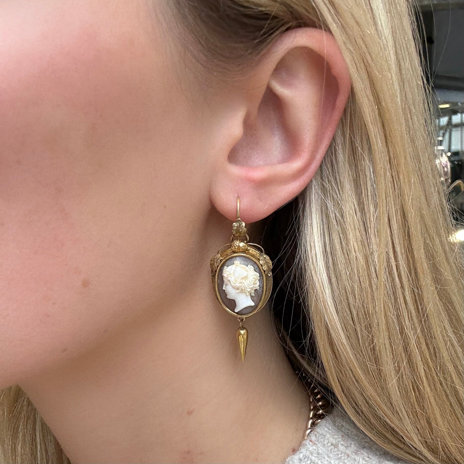Victorian Cameo Earrings-Charlotte Sayers Antique Jewellery
