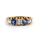 Victorian Ceylon Sapphire and Diamond Five Stone Ring-Charlotte Sayers Antique Jewellery