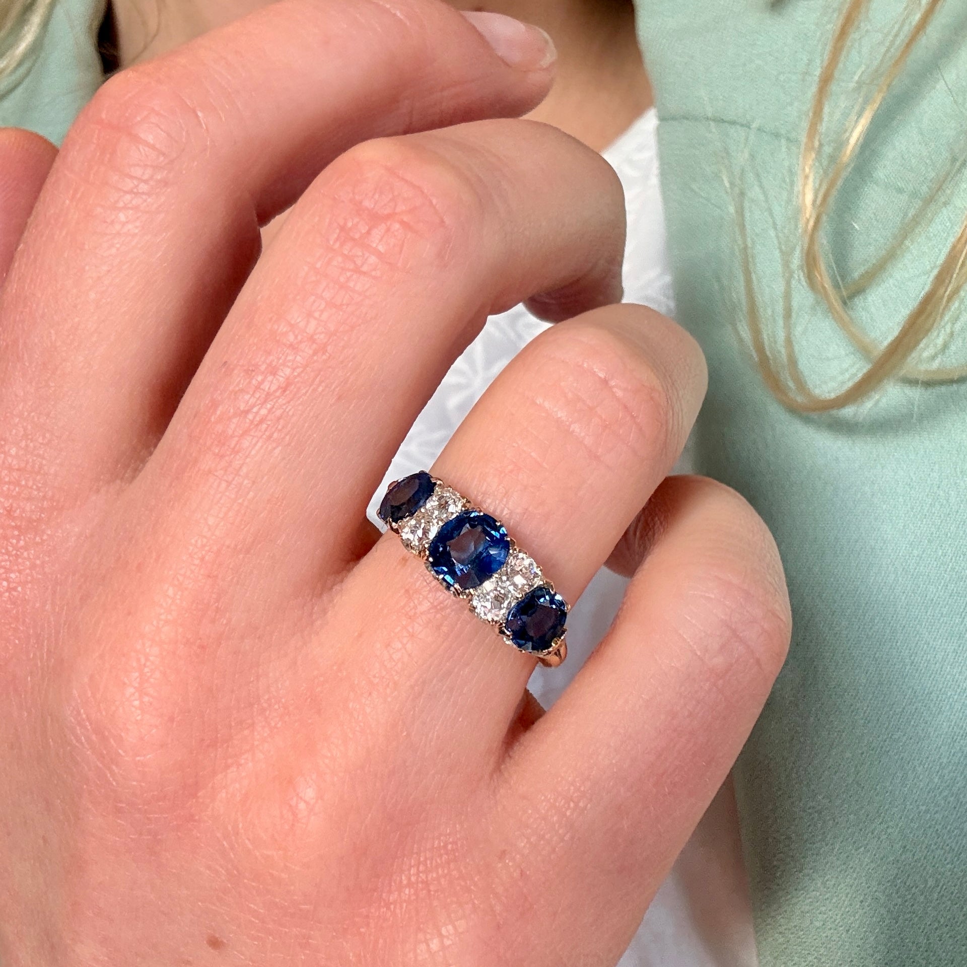 Victorian Ceylon Sapphire and Diamond Ring-Charlotte Sayers Antique Jewellery