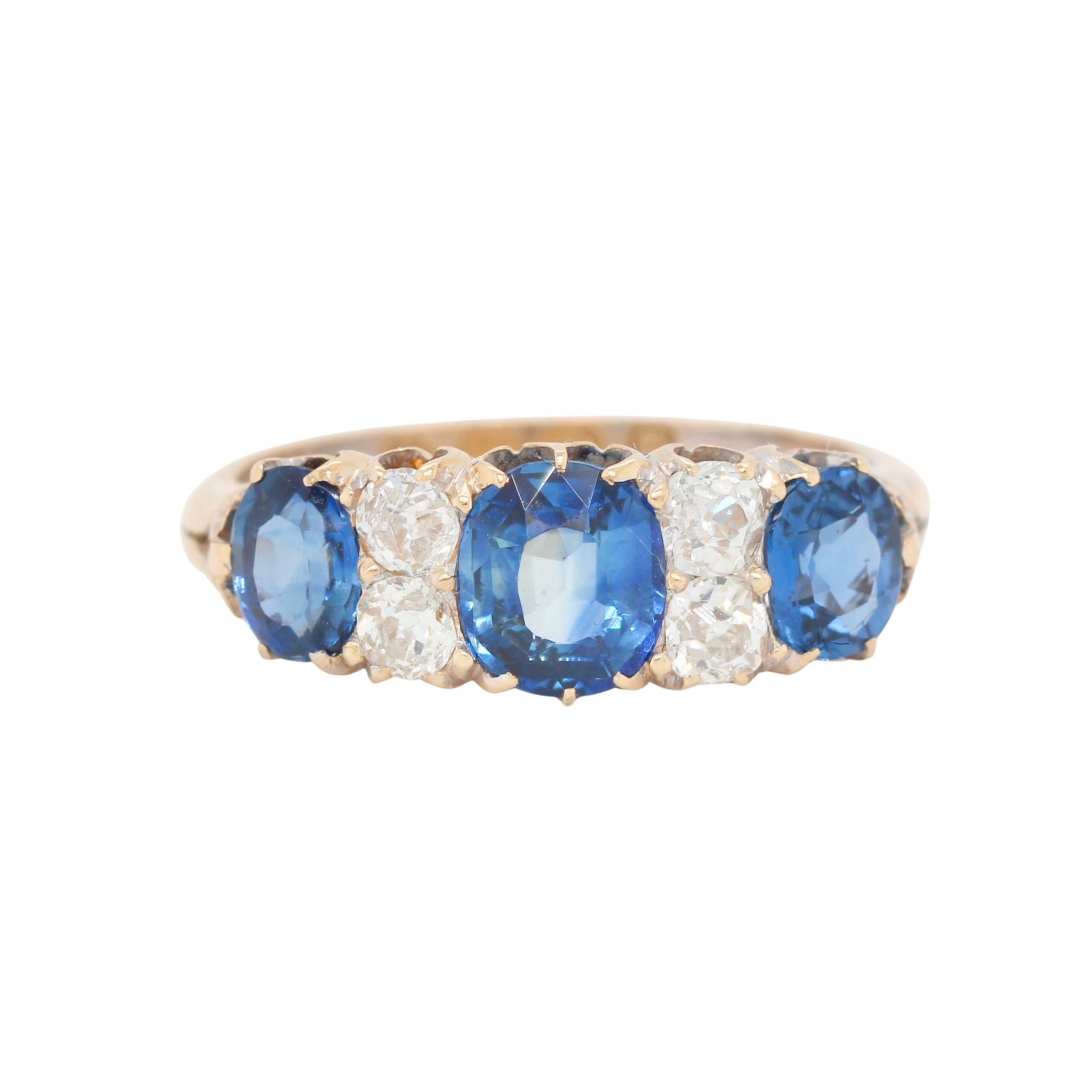 Victorian Ceylon Sapphire and Diamond Ring-Charlotte Sayers Antique Jewellery