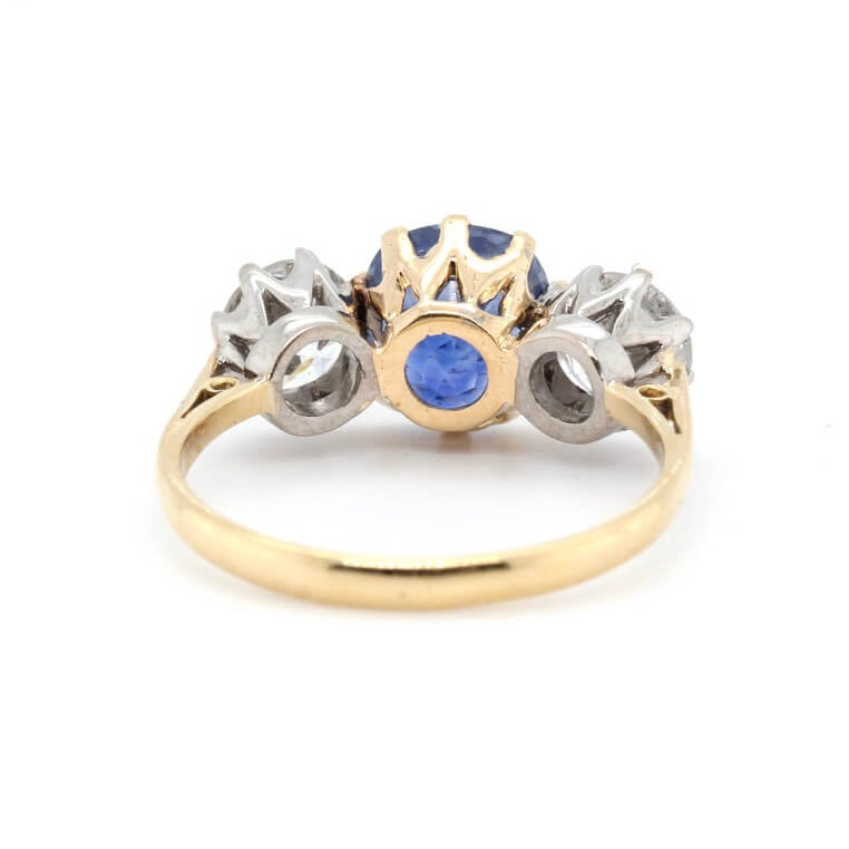 Victorian Ceylonese Sapphire and Diamond Ring-Charlotte Sayers Antique Jewellery