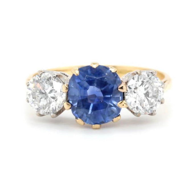 Victorian Ceylonese Sapphire and Diamond Ring-Charlotte Sayers Antique Jewellery