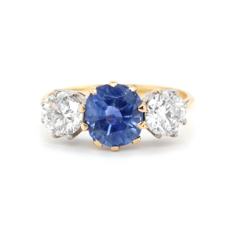 Victorian Ceylonese Sapphire and Diamond Ring-Charlotte Sayers Antique Jewellery