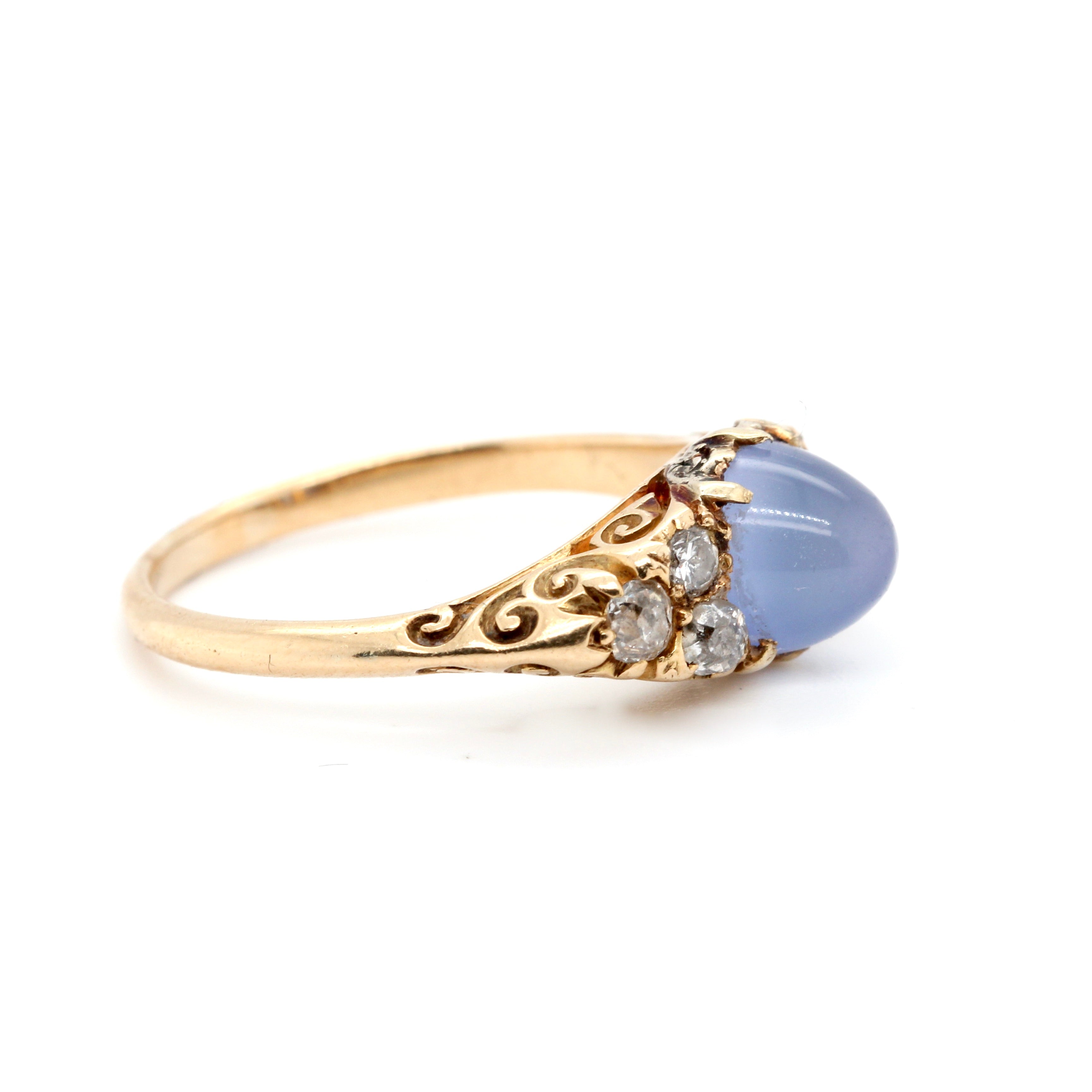 Victorian Chalcedony Diamond Ring-Charlotte Sayers Antique Jewellery