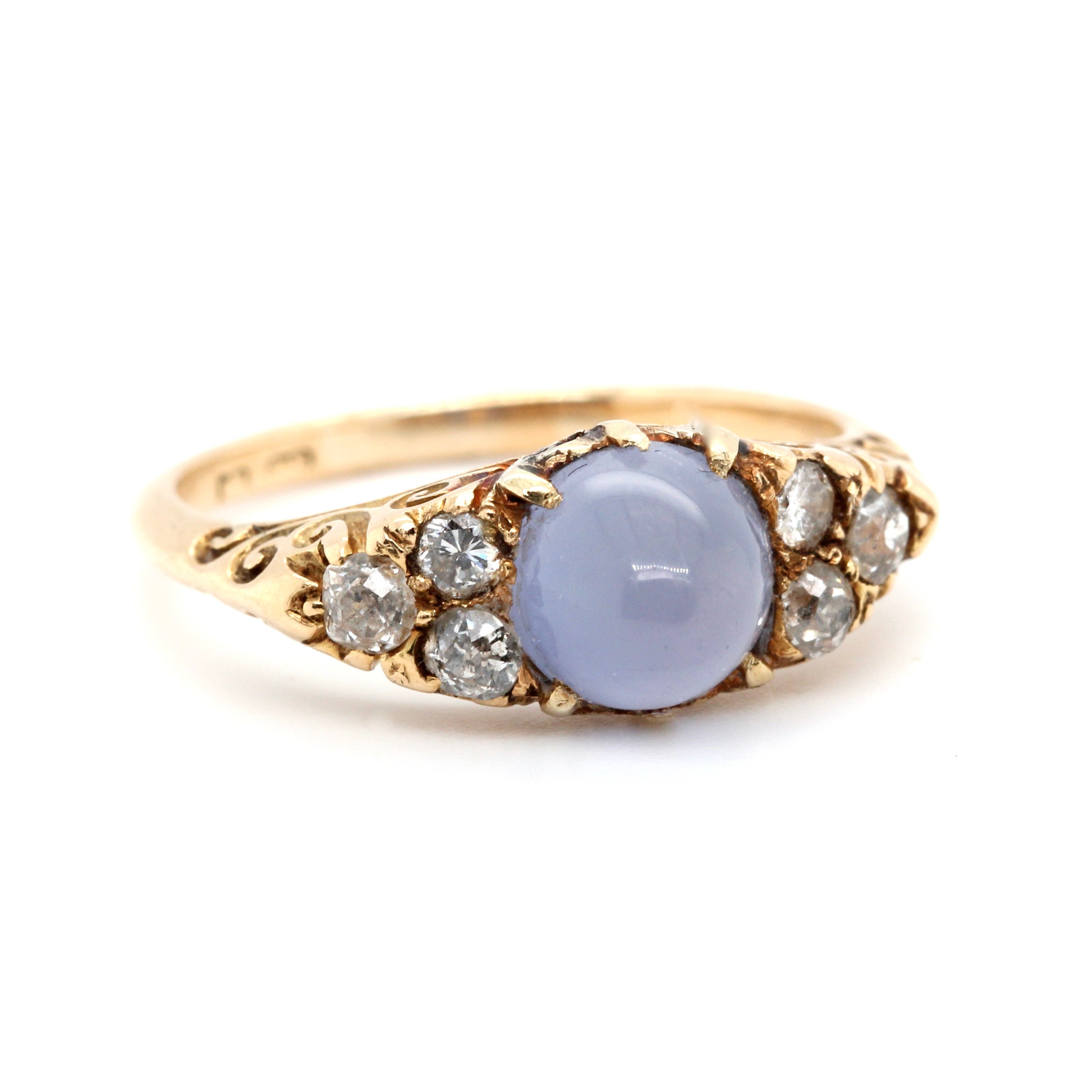 Victorian Chalcedony Diamond Ring-Charlotte Sayers Antique Jewellery