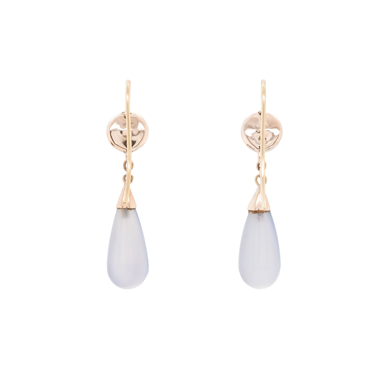 Victorian Chalcedony Earrings-Charlotte Sayers Antique Jewellery