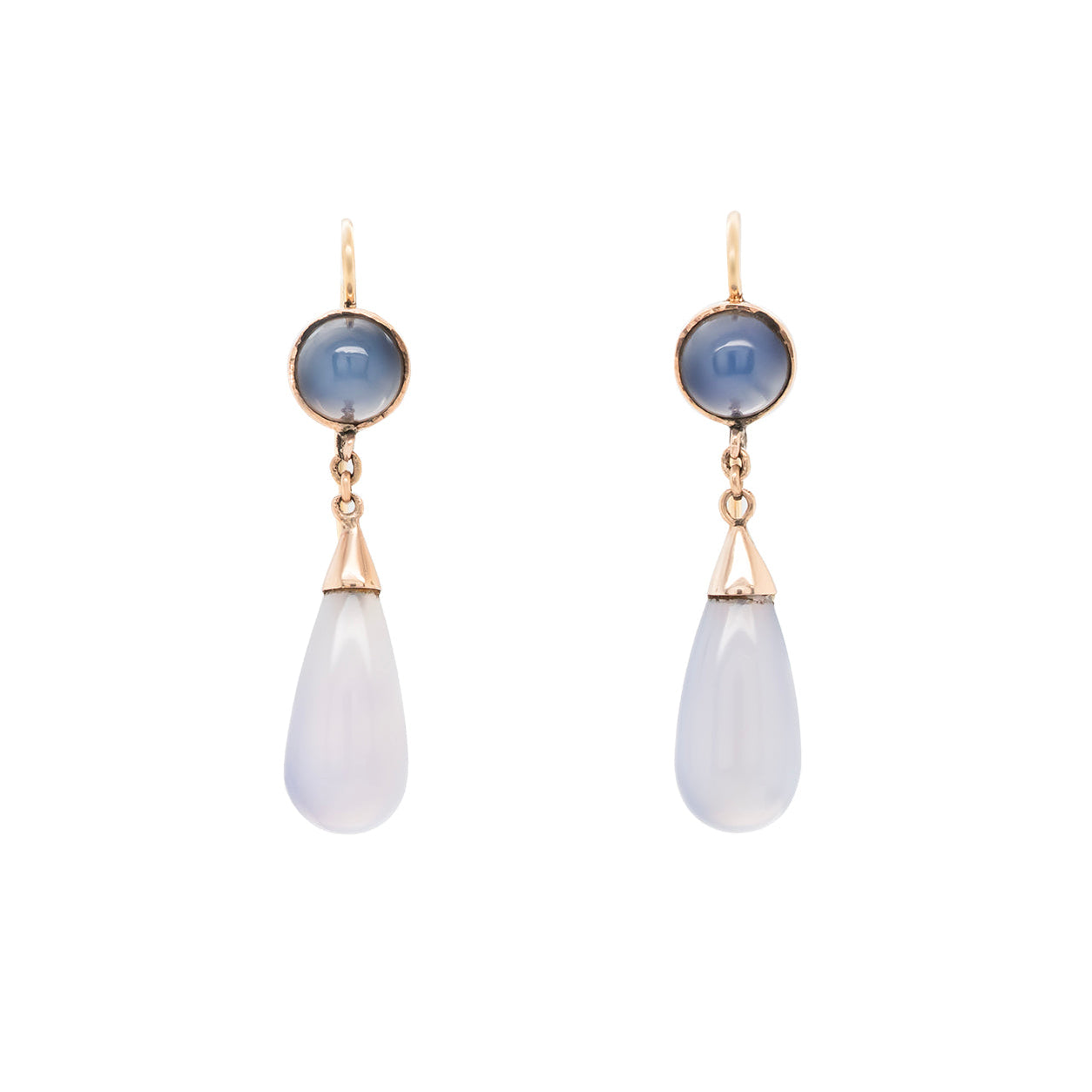 Victorian Chalcedony Earrings-Charlotte Sayers Antique Jewellery