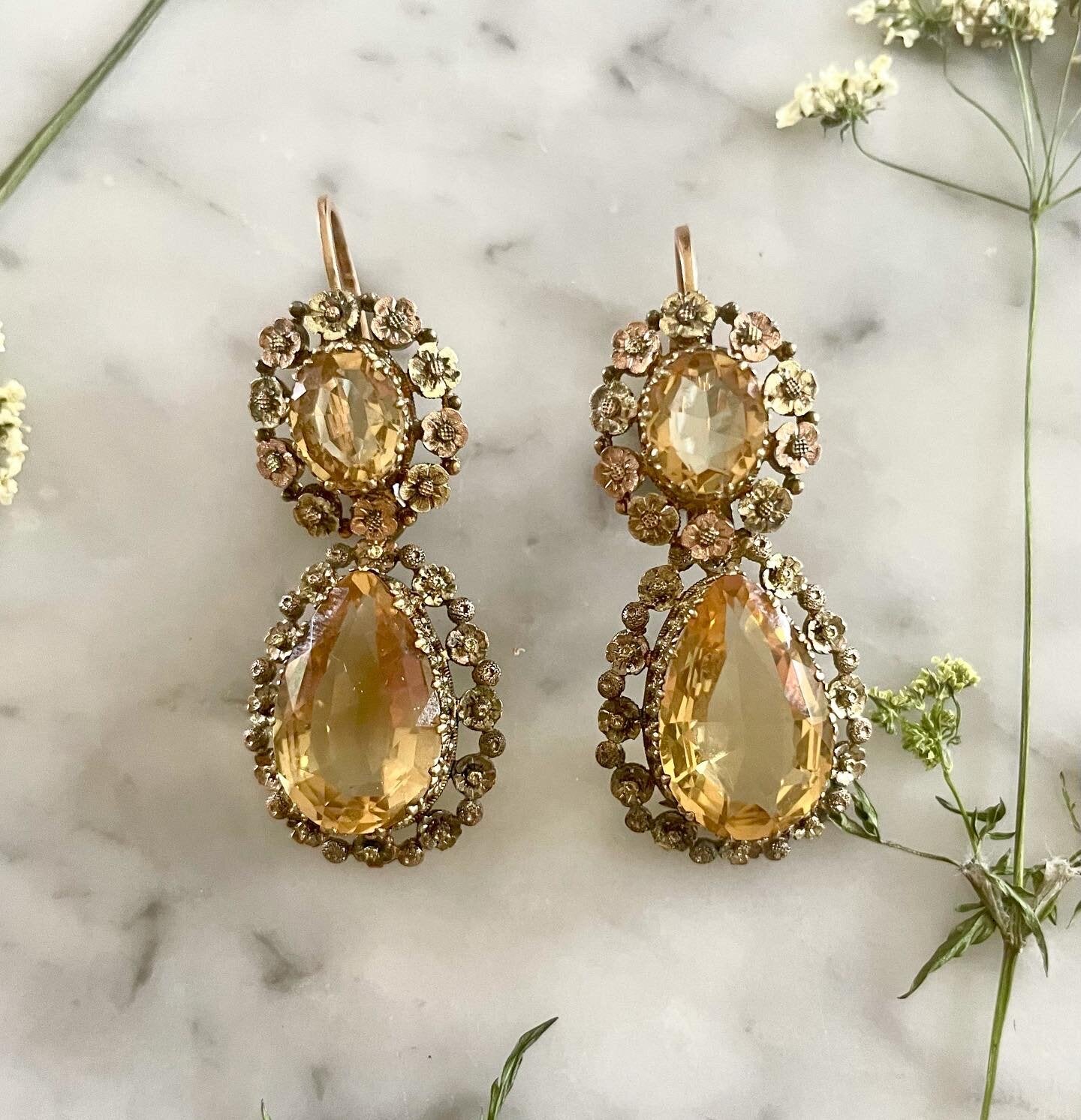 Victorian Citrine Day & Night Earrings-Charlotte Sayers Antique Jewellery