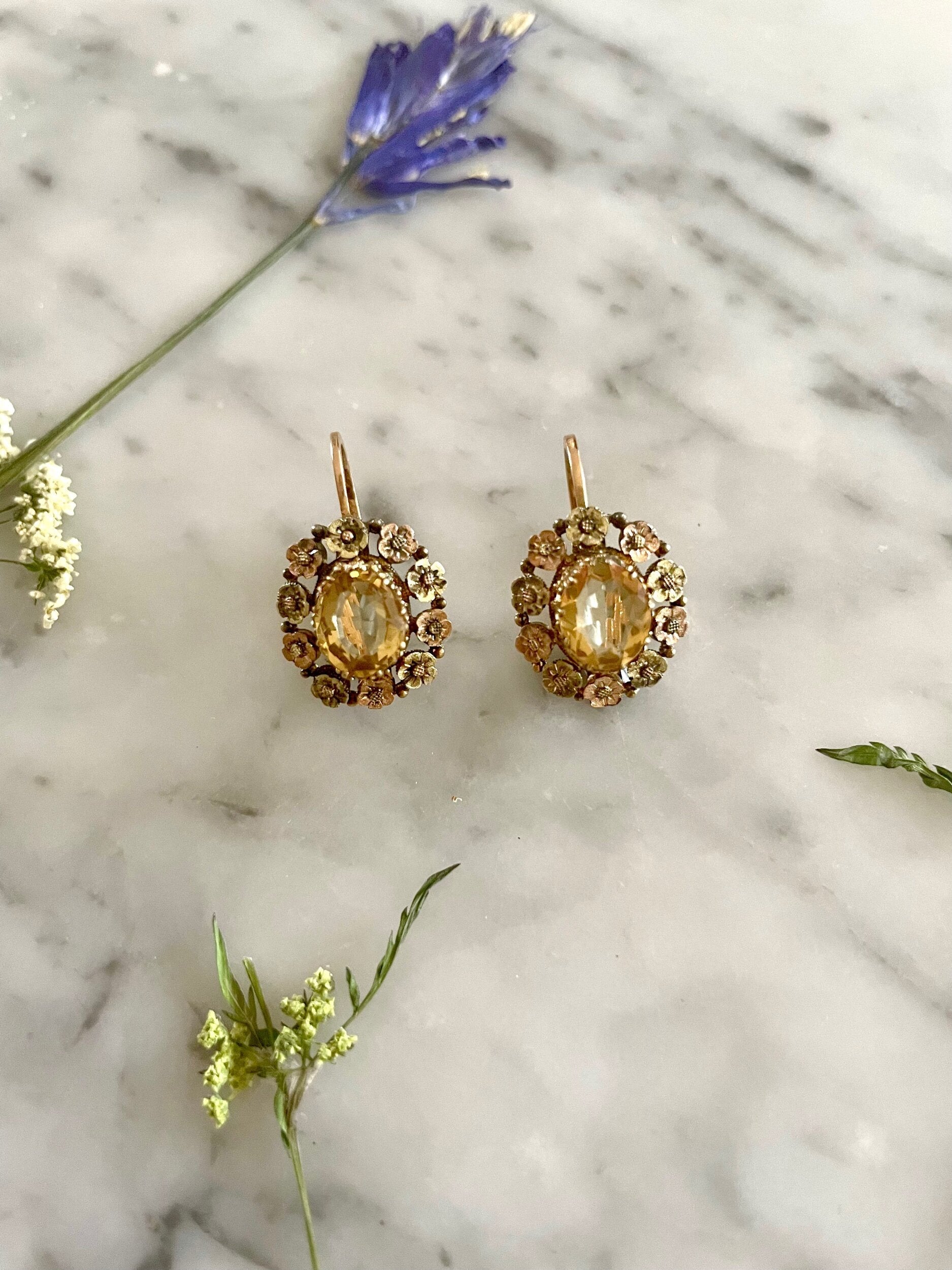 Victorian Citrine Day & Night Earrings-Charlotte Sayers Antique Jewellery