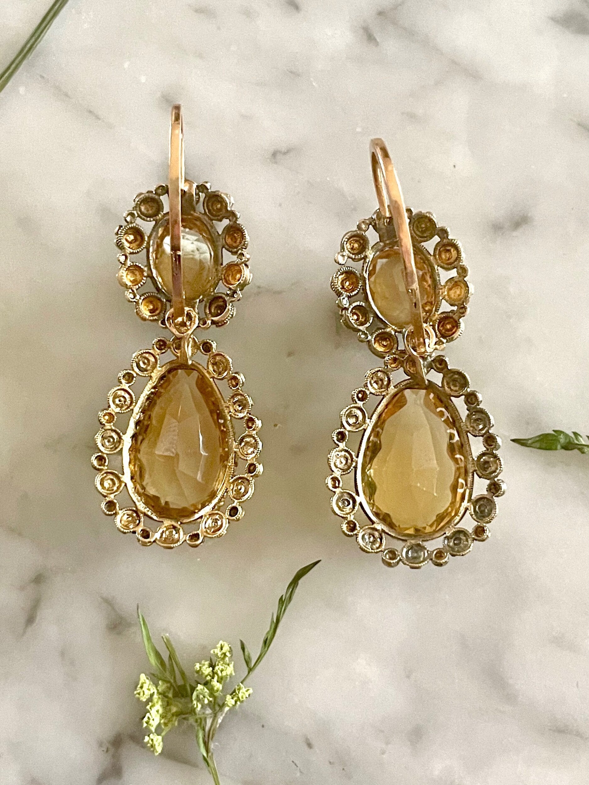 Victorian Citrine Day & Night Earrings-Charlotte Sayers Antique Jewellery