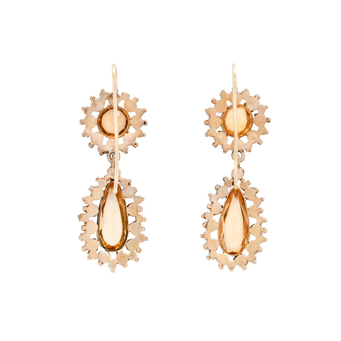 Victorian Citrine Drop Earrings-Charlotte Sayers Antique Jewellery