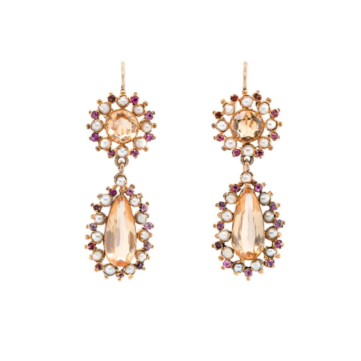 Victorian Citrine Drop Earrings-Charlotte Sayers Antique Jewellery