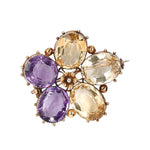 Victorian Citrine and Amethyst Pansy Brooch-Charlotte Sayers Antique Jewellery