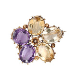 Victorian Citrine and Amethyst Pansy Brooch-Charlotte Sayers Antique Jewellery