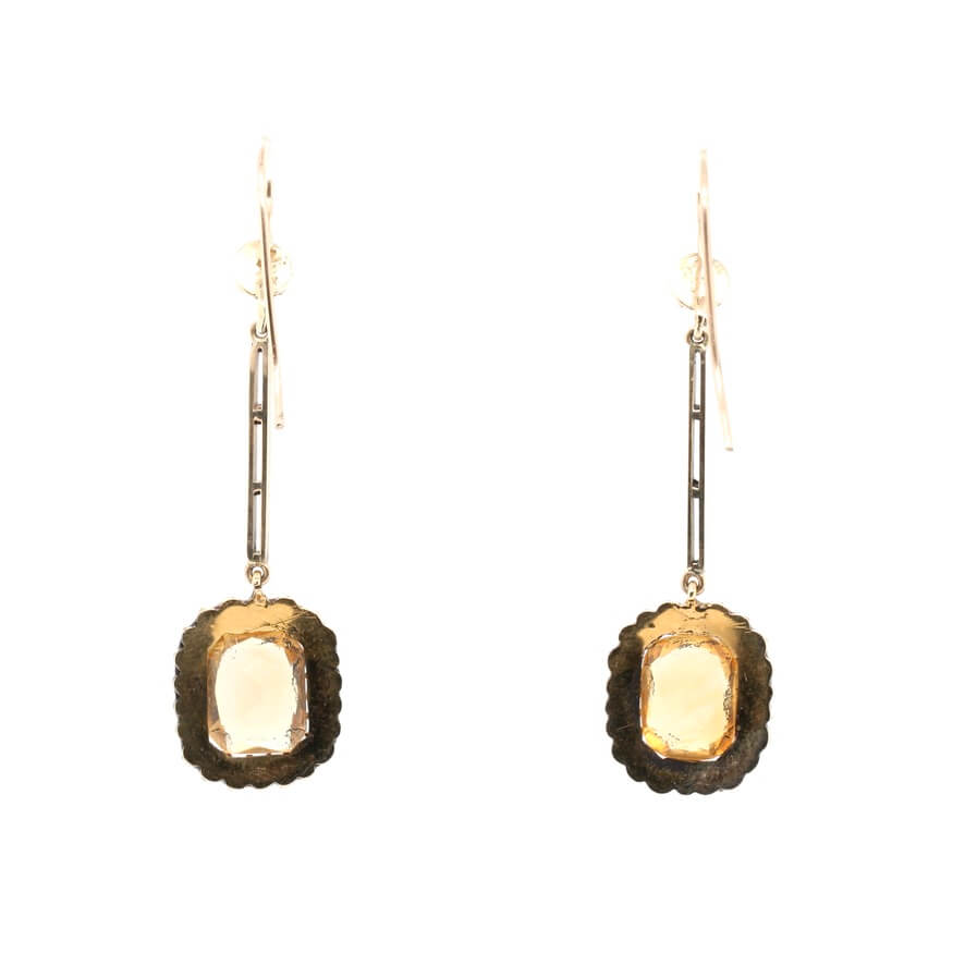 Victorian Citrine and Pearl Earrings-Charlotte Sayers Antique Jewellery