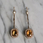 Victorian Citrine and Pearl Earrings-Charlotte Sayers Antique Jewellery