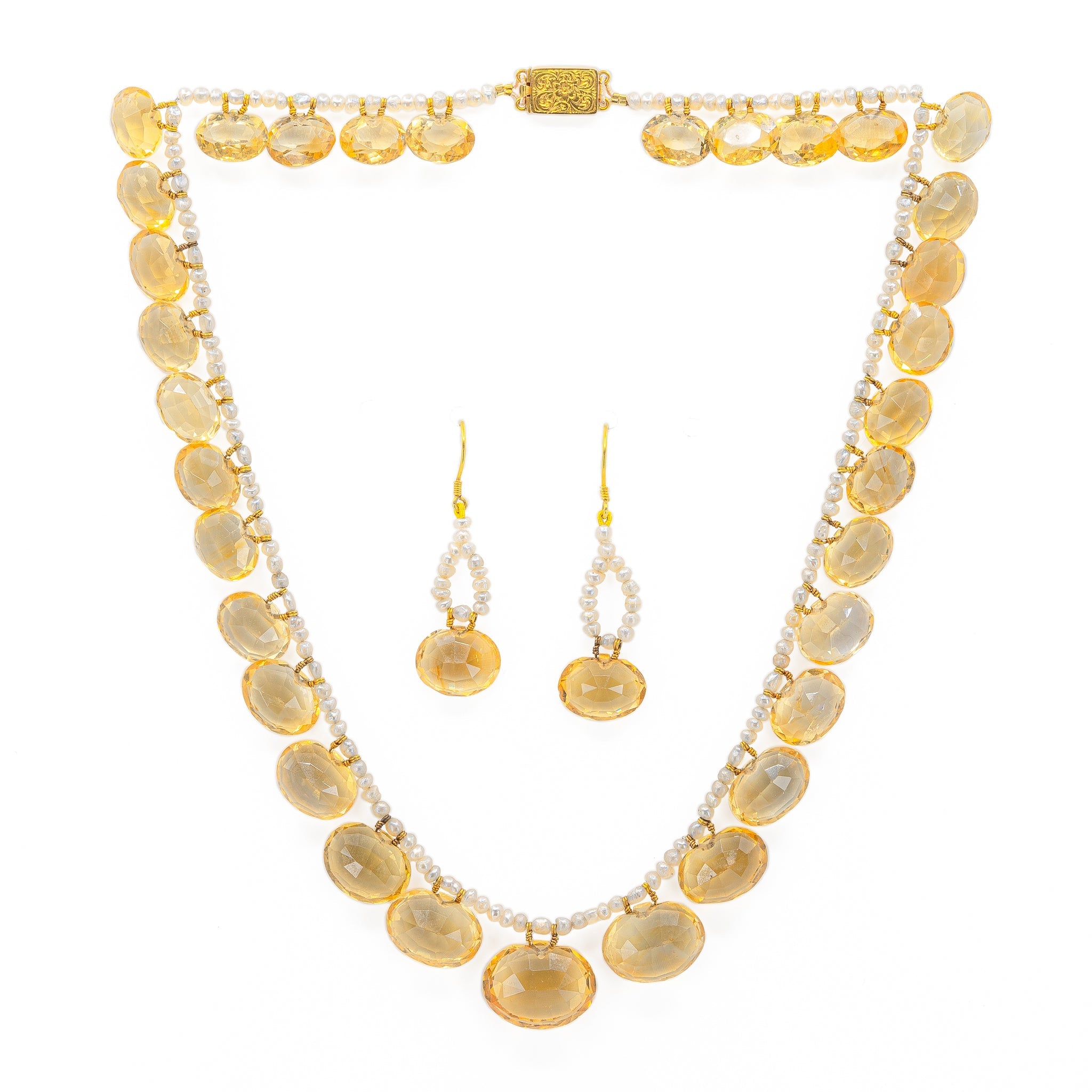 Victorian Citrine and Pearl Suite-Charlotte Sayers Antique Jewellery