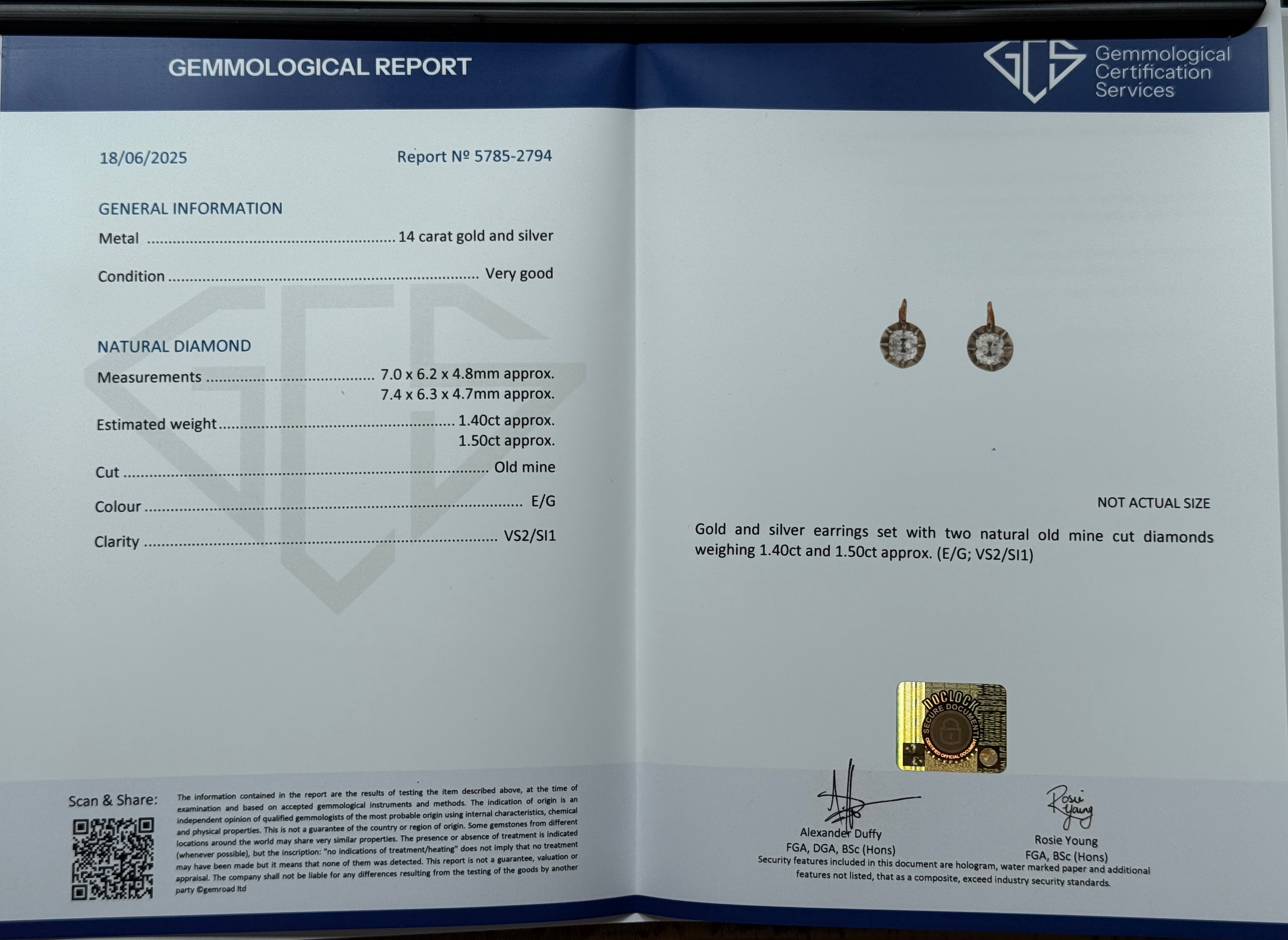 Victorian Collet Set Old Mine Cut Diamond Earrings-Charlotte Sayers Antique Jewellery