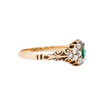 Victorian Colombian Emerald and Diamond Cluster Ring-Charlotte Sayers Antique Jewellery