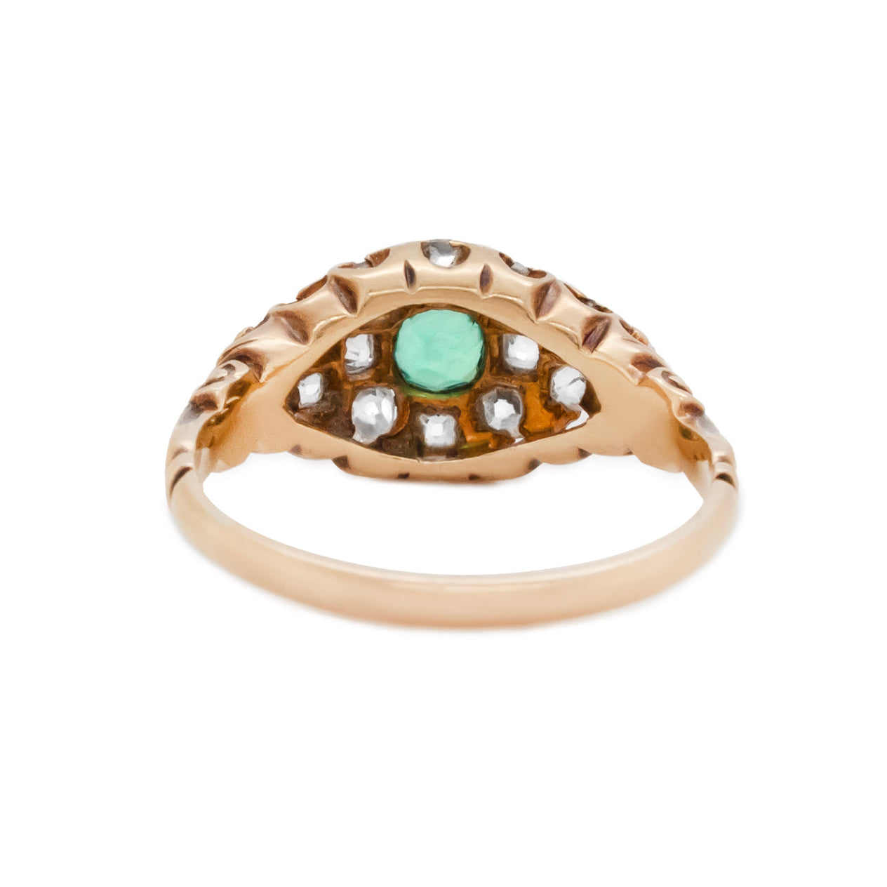 Victorian Colombian Emerald and Diamond Cluster Ring-Charlotte Sayers Antique Jewellery