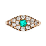 Victorian Colombian Emerald and Diamond Cluster Ring-Charlotte Sayers Antique Jewellery